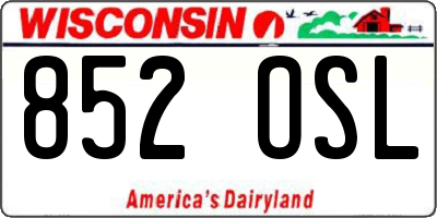 WI license plate 852OSL