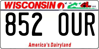 WI license plate 852OUR