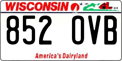WI license plate 852OVB