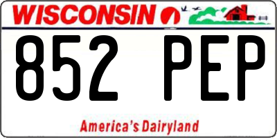 WI license plate 852PEP