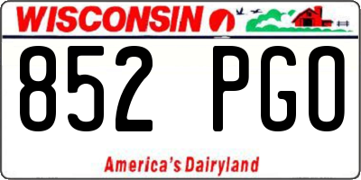 WI license plate 852PGO