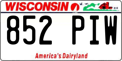 WI license plate 852PIW