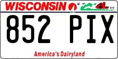 WI license plate 852PIX