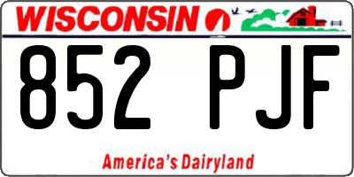 WI license plate 852PJF