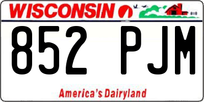 WI license plate 852PJM