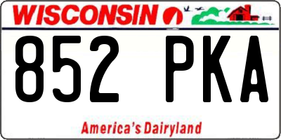WI license plate 852PKA