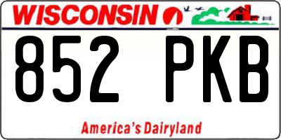 WI license plate 852PKB