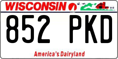 WI license plate 852PKD
