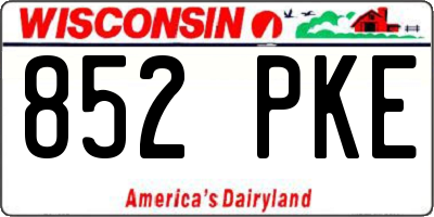 WI license plate 852PKE