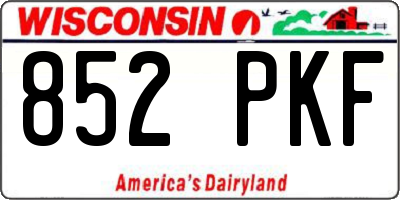 WI license plate 852PKF