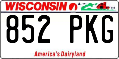 WI license plate 852PKG
