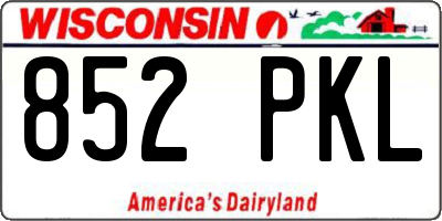 WI license plate 852PKL