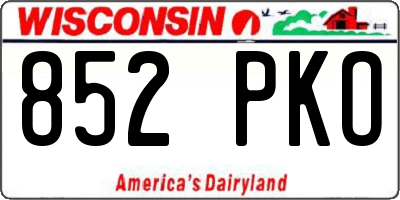 WI license plate 852PKO