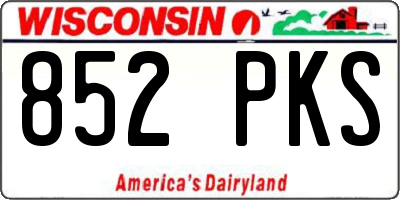 WI license plate 852PKS
