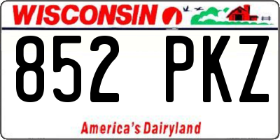 WI license plate 852PKZ