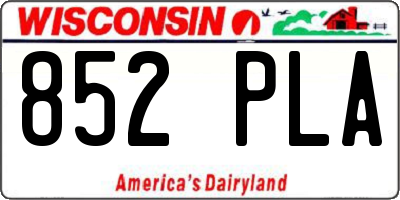 WI license plate 852PLA