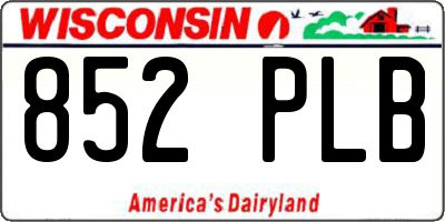 WI license plate 852PLB