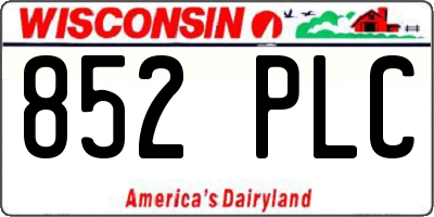 WI license plate 852PLC