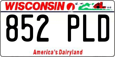 WI license plate 852PLD