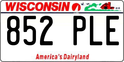 WI license plate 852PLE
