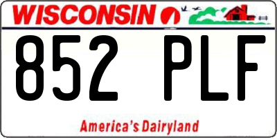 WI license plate 852PLF