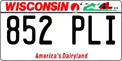 WI license plate 852PLI