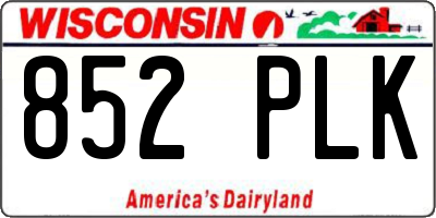 WI license plate 852PLK