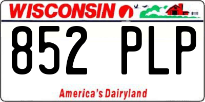 WI license plate 852PLP