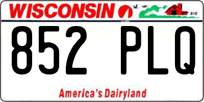 WI license plate 852PLQ