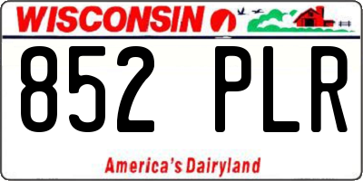 WI license plate 852PLR