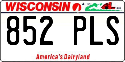 WI license plate 852PLS