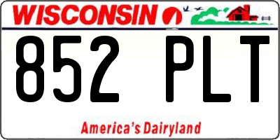 WI license plate 852PLT