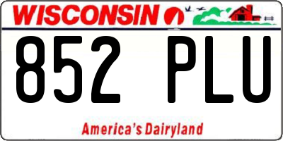 WI license plate 852PLU