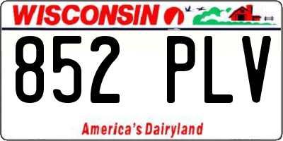 WI license plate 852PLV