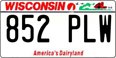 WI license plate 852PLW