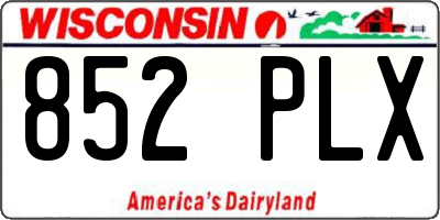 WI license plate 852PLX
