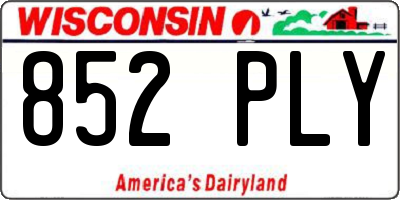 WI license plate 852PLY