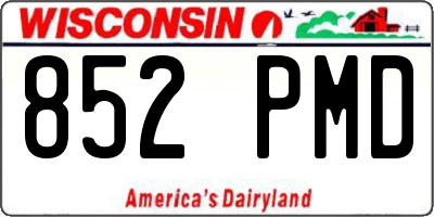 WI license plate 852PMD