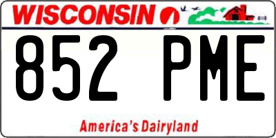 WI license plate 852PME