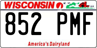 WI license plate 852PMF