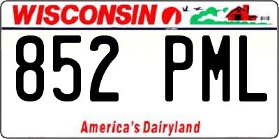 WI license plate 852PML
