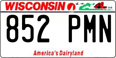 WI license plate 852PMN