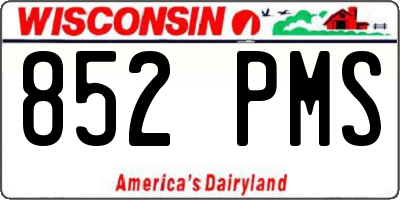 WI license plate 852PMS