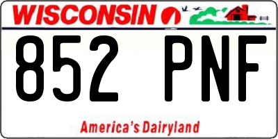 WI license plate 852PNF