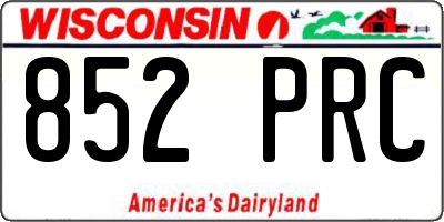 WI license plate 852PRC