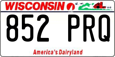 WI license plate 852PRQ