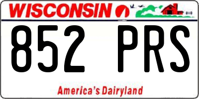 WI license plate 852PRS
