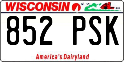 WI license plate 852PSK