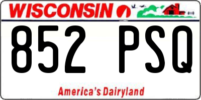 WI license plate 852PSQ