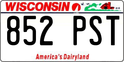 WI license plate 852PST